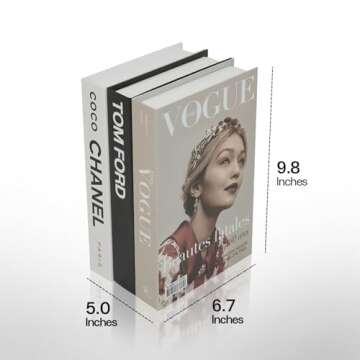 TOP CLADD Coffee Table Decorative Books for Home Decor, Fake Books for Decoration, Aesthetic Bookshelf Decor for Living Room Office Bedroom, 3 Piece, Black, White, Beige