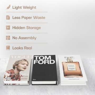 TOP CLADD Coffee Table Decorative Books for Home Decor, Fake Books for Decoration, Aesthetic Bookshelf Decor for Living Room Office Bedroom, 3 Piece, Black, White, Beige