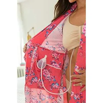 Gownies Post Surgery Mastectomy, Breast Cancer Recovery Robe with Internal Pockets