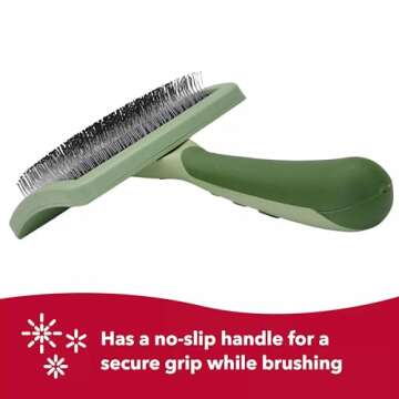 Coastal Dog Slicker Brush, Green - Grooming Brush for Dogs of All Hair Types, Pet Brush for Shedding - Curved Design for Easy Detangling - Non-Slip Handle, 6.75'' x 4.25''