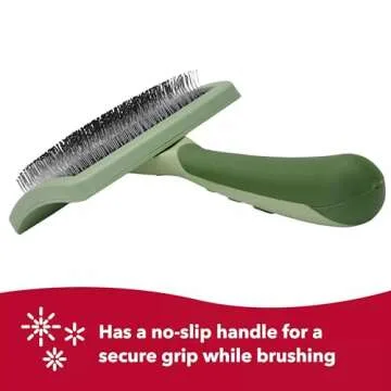 Coastal Dog Slicker Brush, Green - Grooming Brush for Dogs of All Hair Types, Pet Brush for Shedding - Curved Design for Easy Detangling - Non-Slip Handle, 6.75'' x 4.25''