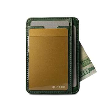 Vaultskin BRIXTON Slim Card Holder with ID Window - Minimalist Front Pocket Leather Wallet with RFID...