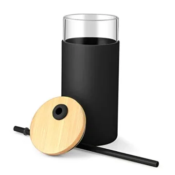 Tronco 20 oz Glass Tumbler with Bamboo Lid & Straws