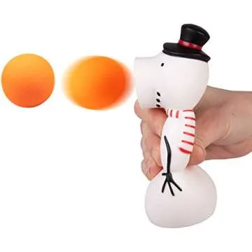 Hog Wild Christmas Snowman Ball Popper Toy - Holiday Stocking Stuffer Includes 4 Soft Foam Balls - S...