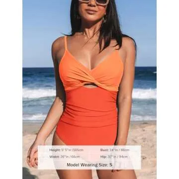 CUPSHE Women's One Piece Swimsuit Bathing Suit Twist Front Cutout Adjustable Straps Ruched Swimwear M, Retro Floral