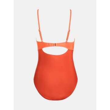 CUPSHE Women's One Piece Swimsuit Bathing Suit Twist Front Cutout Adjustable Straps Ruched Swimwear M, Retro Floral