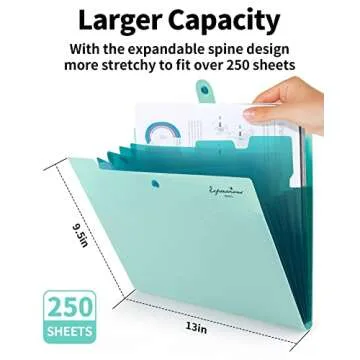 Sooez Expanding File Folder, Letter Size Accordion File Organizer, 5 Pocket Folders for Documents, Cute Folder with Labels, Portable Paper Organizer for School Office Supplies, A4 Size, Grey