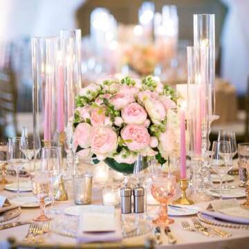 DEEMEI Artificial Peonies Flower Silk Peony Bouquet 4 Bundles Faux Persian Rose with Eucalyptus Leav...