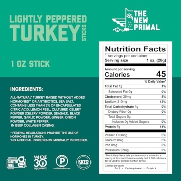 New Primal Grass-Fed Beef Sticks, Healthy Keto Snacks 10 Count
