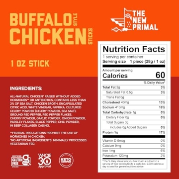 New Primal Grass-Fed Beef Sticks, Healthy Keto Snacks 10 Count