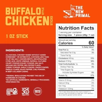 New Primal Grass-Fed Beef Sticks, Healthy Keto Snacks 10 Count