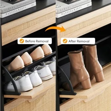 Stylish Rattan Shoe Rack with Adjustable Shelves