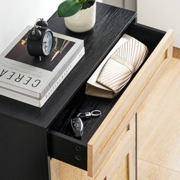 Stylish Rattan Shoe Rack with Adjustable Shelves