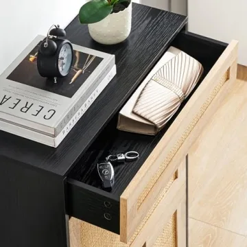 Stylish Rattan Shoe Rack with Adjustable Shelves