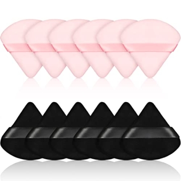 Maitys 12 Pieces Powder Puff Triangle Face Makeup Cosmetic for Loose Powder Soft Body Washable Reusa...