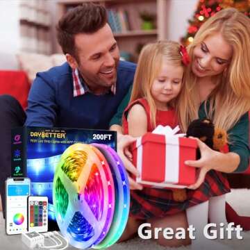 DAYBETTER Led Strip Lights 200 ft (2 Rolls of 100 ft) Ultra Long Smart Light Strips with App Voice C...