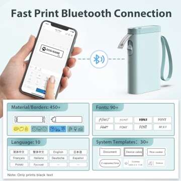 TYPONOS P21 Label Maker Machine with Tape, Bluetooth Label Printer Thermal Mini Label Makers with Bu...