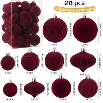 Celltestria Velvet Christmas Ornaments Set for Holiday Decor