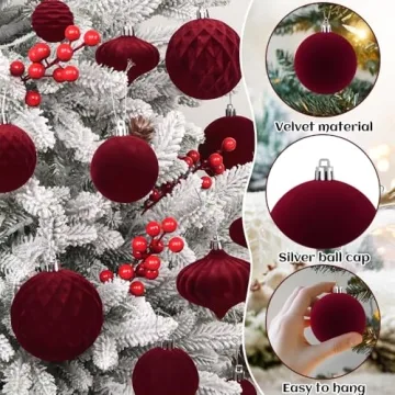 Celltestria Velvet Christmas Ornaments Set for Holiday Decor