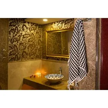 Organic Turkish Cotton Hand Towels for Bathroom | Oversized - 17 x 35 Inches | Large Soft Plush Fluffy Highly Absorbent Towels for Kitchen, Hand and Face (Black, Hand Towel)