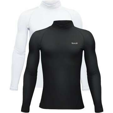 TELALEO Youth Thermal Compression Shirt - Fleece Lined Athletic Undershirt