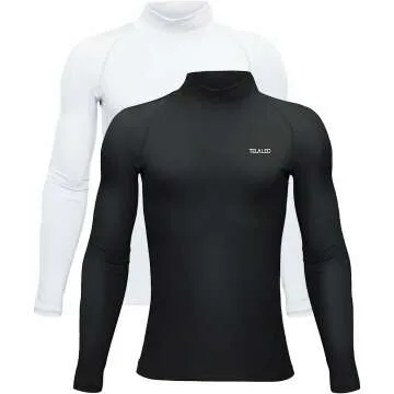 TELALEO Youth Thermal Compression Shirt - Fleece Lined Athletic Undershirt