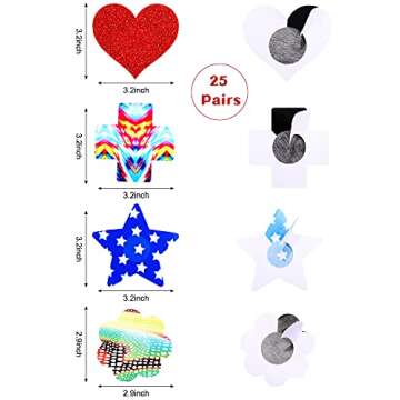 WILLBOND Glitters Nipple Cover Pasties Disposable Nipple Covers No Show Satin Breast Stickers Self A...