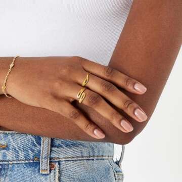 koperin 3pc Trendy Stackable Chunky Ring Sets That Don't Tarnish-Fashion 14K Gold Plated Stacking Rings -Statement Eternity Dainty Rings for Women- Cute Jewelry Gift for Women Size 6