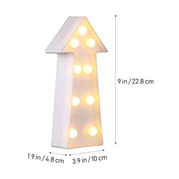 3D Arrow Sign Light LED Plastic Arrow Shaped Sign-Lighted Marquee Arrow Sign Wall Decor for Christmas Birthday Kids Room Wedding Party Decor(White)