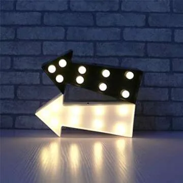 3D Arrow Sign Light LED Plastic Arrow Shaped Sign-Lighted Marquee Arrow Sign Wall Decor for Christmas Birthday Kids Room Wedding Party Decor(White)