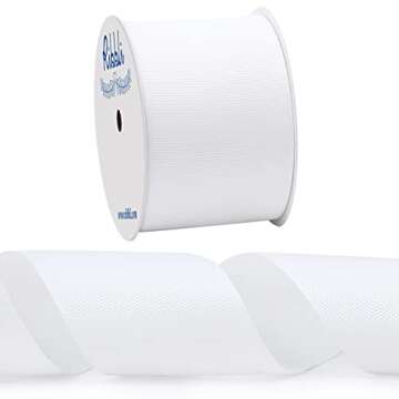 Ribbli White Grosgrain Ribbon - 2" x 10 Yards for DIY Bows, Gift Wrapping, and Crafting