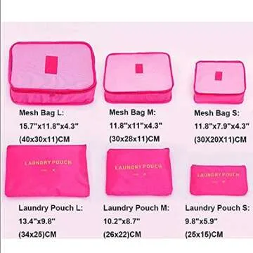 FiveRen 6 PCS Packing Cubes Set Travel Luggage Organizers Suitcase Travel Accessories, Rose