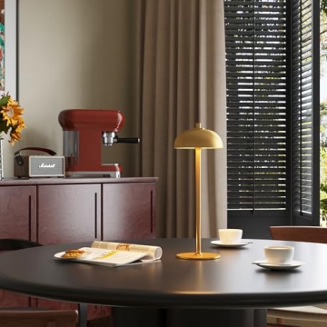 JONEMO 2 Pack Cordless Table Lamp, 5000mAh Portable Rechargeable Table Lamp, 3 Color Modes Stepless Dimming Table Light with Memory Function, for Dinner, Patio, Home, Restaurant.(Gold)