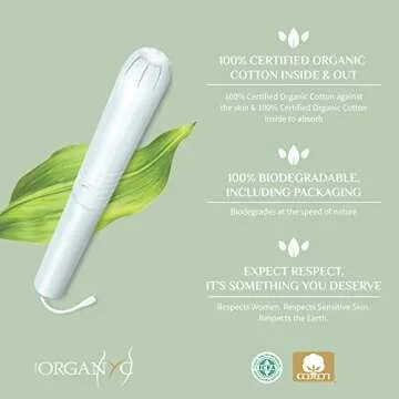 Organyc 100% Certified Organic Cotton Tampons, Cardboard Applicator, Free from Chlorine, Perfumes, Rayon and Chemicals, Regular, 16 Count