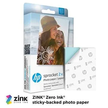 HP Sprocket 2x3" Premium Zink Sticky Back Photo Paper (20 Sheets) Compatible with HP Sprocket Photo ...