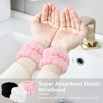 BAHABY 9 PCS Spa Facial Headbands and Wrist Bands Set, Cloth Headband Adjustable Hairband Highly Abs...