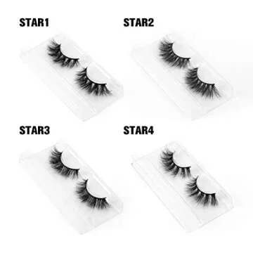 SY SHUYING 18mm Mink Lashes 3D Real Mink Eyelashes Cat Eye Fluffy Cross False Eyelashes Wispy Soft Reusable Luxury Volume 5D Fake Eyelashes (Star, 4 Pairs)