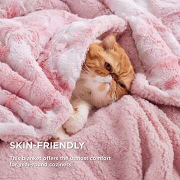 Bedsure Sherpa Blanket Twin Size - Soft, Fuzzy & Fluffy Faux Fur - Warm, Cozy Blanket for Couch, Sofa and Bed, Tie Dye Design, Pink, 60x80 Inches