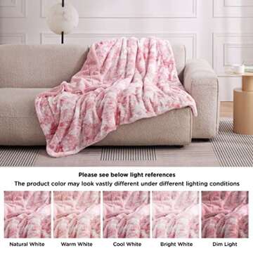 Bedsure Sherpa Blanket Twin Size - Soft, Fuzzy & Fluffy Faux Fur - Warm, Cozy Blanket for Couch, Sofa and Bed, Tie Dye Design, Pink, 60x80 Inches