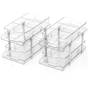 Large Capacity Under Sink Organizers - Multi-Purpose 2 Tier Storage with Dividers