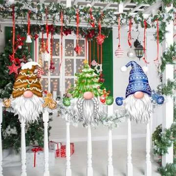 Whimsical Christmas Gnome Fence Peeker Decorations