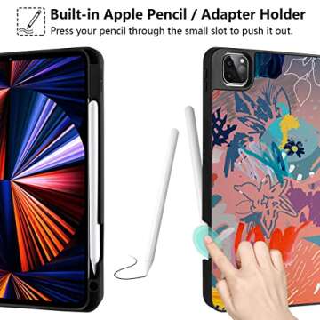 DONGKE Case for iPad Pro 12.9 inch 6th Generation 2022, Built-in Pencil Holder + Trifold Stand + Auto Wake/Sleep + Protective Cover for iPad Pro 12.9 5th/4th/3rd Gen - Graffiti