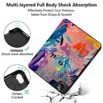 DONGKE Case for iPad Pro 12.9 inch 6th Generation 2022, Built-in Pencil Holder + Trifold Stand + Auto Wake/Sleep + Protective Cover for iPad Pro 12.9 5th/4th/3rd Gen - Graffiti