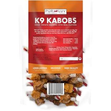 Pur Luv Dog Treats, K9 Kabobs for Dogs Made with Real Chicken, Duck, and Sweet Potato, 12 Ounces, He...