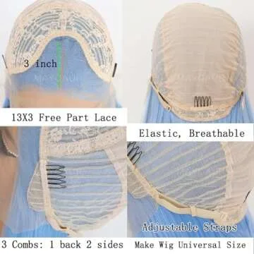 Maycaur Light Blue Lace Front Wig - Stylish & Natural