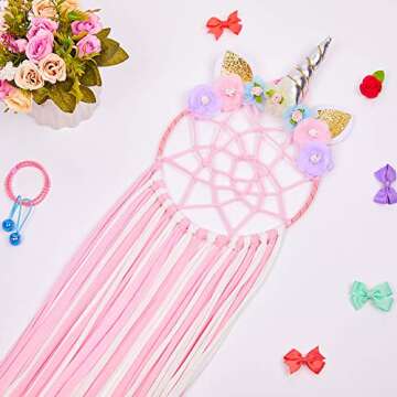 Ankuwa Beinou Hair Bow Holder Unicorn Headband Holder Hair Clips Organizer Metal Hoop Hairbow Hanger Alligater Clips Hair Accessories Storage Hair Barrettes Organizer (Hot Pink)