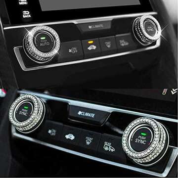LECART for Honda Civic Accessories Bling AC Knob Cover Auto Interior Cute Glitter Metal Covers 10th Gen Civic 2016 2018 2018 2019 2020 2021