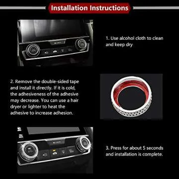 LECART for Honda Civic Accessories Bling AC Knob Cover Auto Interior Cute Glitter Metal Covers 10th Gen Civic 2016 2018 2018 2019 2020 2021