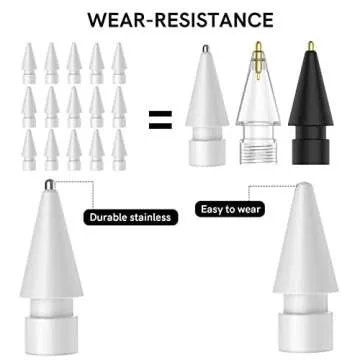 Delidigi 3 Pack Apple Pencil Tips Replacement Compatible with Apple Pencil 2nd 1st Gen, Apple Pencil Pro & USB-C, Wear-Resistant Fine Point Precise Control Pen Like Tips (Clear+Black+White)