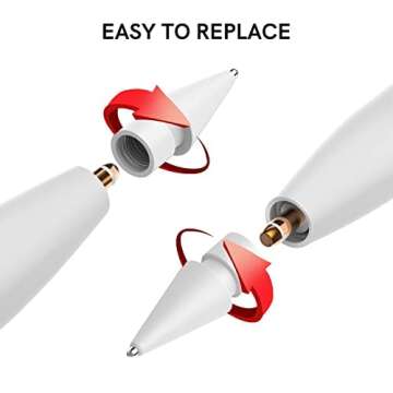 Delidigi 3 Pack Apple Pencil Tips Replacement Compatible with Apple Pencil 2nd 1st Gen, Apple Pencil Pro & USB-C, Wear-Resistant Fine Point Precise Control Pen Like Tips (Clear+Black+White)